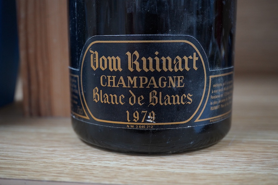 A bottle of 1979 Dom Ruinart blanc de blancs champagne. Condition - fair, storage history unknown